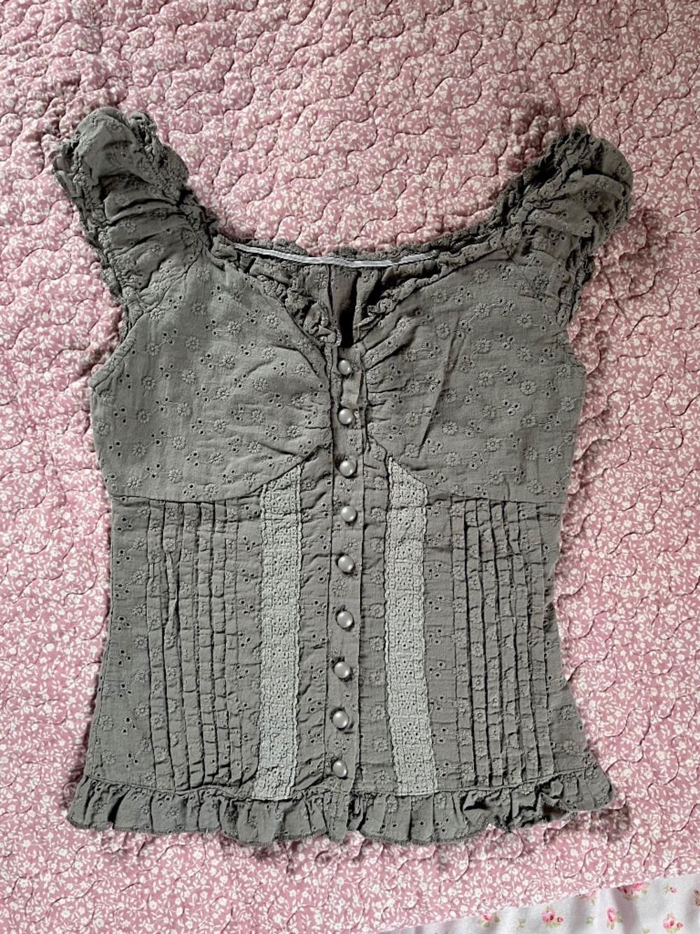 Milkmaid Corset Style Eyelet Top Fairy Grunge Coquette Whimsigoth Cottagecore
